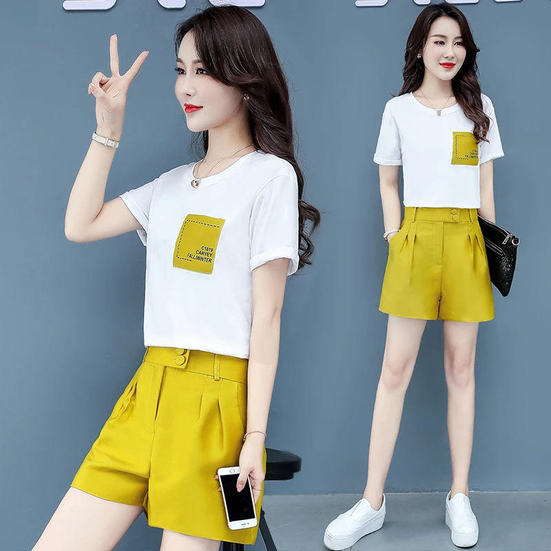 2021 women's fashion Pocket patch white t-shirts+shorts suits female casual short sleeve two piece sets
2021 women's fashion Pocket patch white t-shirts+shorts suits female casual short sleeve two piece sets