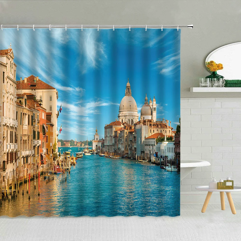 European Seaside Town Scenery Bathroom Decor Blue Sky Building Wooden Boat Shower Curtain Nordic Street View Cloth Curtains Set
European Seaside Town Scenery Bathroom Decor Blue Sky Building Wooden Boat Shower Curtain Nordic Street View Cloth Curtains Set