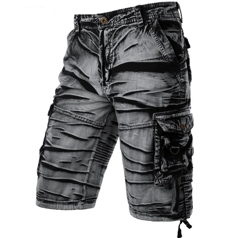 

Gray Camo Cargo Shorts Men Cotton Mens Short Pants Comfortable Bermuda Masculina Relaxed Fit Multi-Pocket Pantalon Corto Hombre