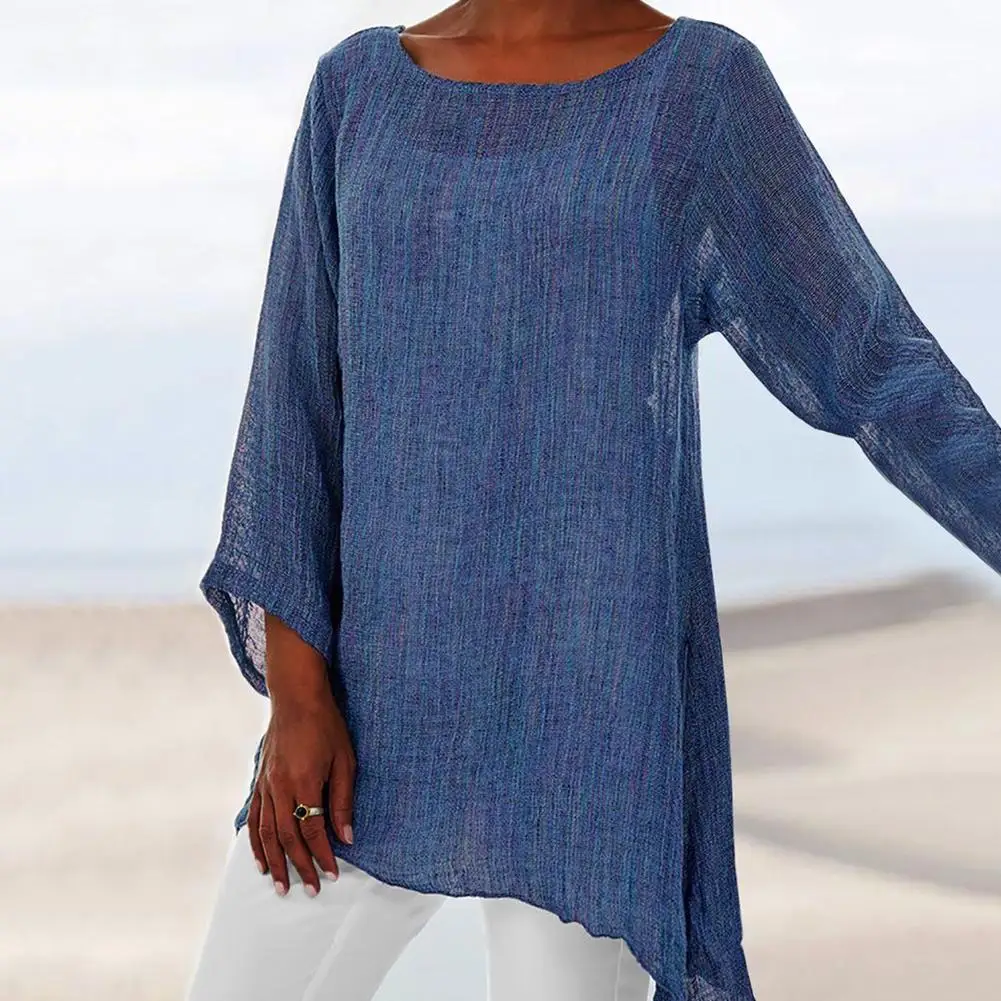 Ladies Blouse Plus Size Solid Color Linen O-Neck Long Sleeve Irregular Top Shirt Women Blouse And Top
Ladies Blouse Plus Size Solid Color Linen O-Neck Long Sleeve Irregular Top Shirt Women Blouse And Top