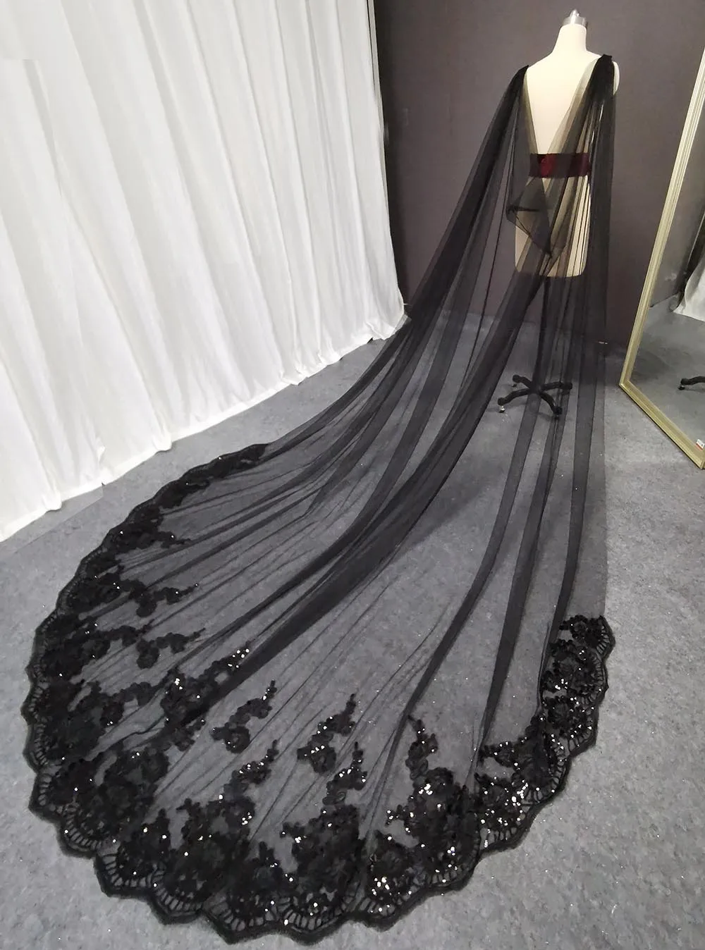 Реальные фотографии черные длинные свадебные болеры с блестками кружевная