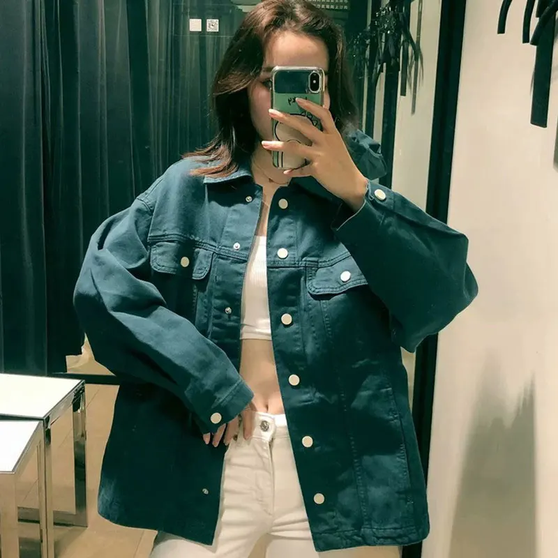 AORRYVLA 2020 Autumn Dark Green Women Denim Jacket Full Sleeve Turn Down Collar Short Length Button Loose Woman Jeans Jacket Hot
AORRYVLA 2020 Autumn Dark Green Women Denim Jacket Full Sleeve Turn Down Collar Short Length Button Loose Woman Jeans Jacket Hot