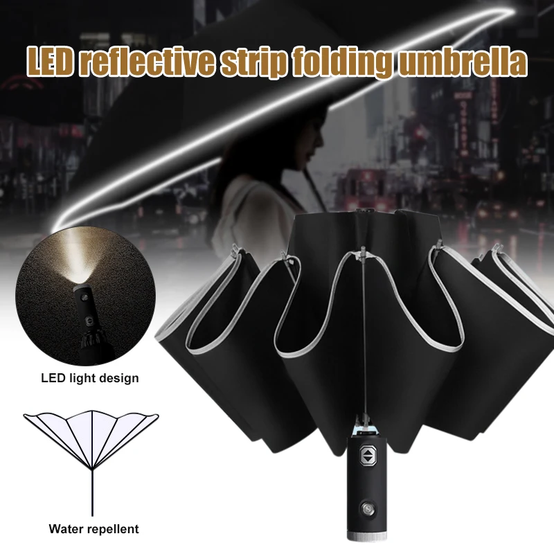 Automatic Umbrella Reverse Folding Business Umbrella With Reflective Strips Umbrellas Rain For Men Women Windproof Male Parasol
Automatic Umbrella Reverse Folding Business Umbrella With Reflective Strips Umbrellas Rain For Men Women Windproof Male Parasol