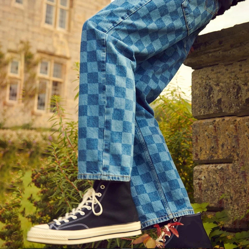 2021 women's Casual jeans Winter Plaid high waist straight tube shows thin broad leg jeans all-match Pants Streetwear
2021 women's Casual jeans Winter Plaid high waist straight tube shows thin broad leg jeans all-match Pants Streetwear