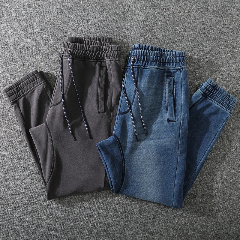 Winter Fall Fashion Thicken Stretchy Knit Sweatpants Men Japan Style Basic Elastic Waist Solid Color Vintage Loose Casual Jeans
Winter Fall Fashion Thicken Stretchy Knit Sweatpants Men Japan Style Basic Elastic Waist Solid Color Vintage Loose Casual Jeans