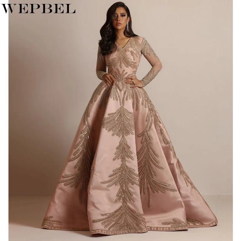 WEPBEL Fashion Women Long Sleeve Sequins Ball Gown Dress Bridesmaid Wedding Party Dresses Ladies Elegant Formal Dress
WEPBEL Fashion Women Long Sleeve Sequins Ball Gown Dress Bridesmaid Wedding Party Dresses Ladies Elegant Formal Dress