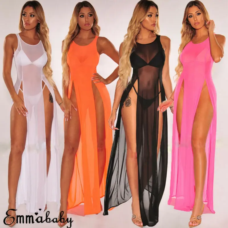 Sexy Womens Mesh Sheer Sleeveless See Through High Split Sexy Fashion Cover Up Long Maxi Dress
Sexy Womens Mesh Sheer Sleeveless See Through High Split Sexy Fashion Cover Up Long Maxi Dress