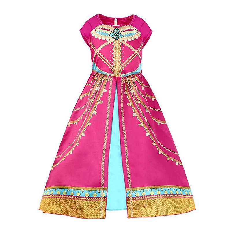 Жасмин платье принцессы для девочек Аладдин Рождество великолепные розовые
