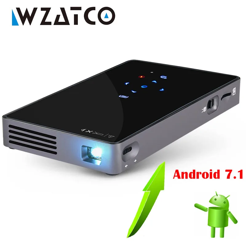 Проектор WZATCO CT50 DLP Android 7 1 OS Wi Fi Bluetooth мини лазерный портативный проектор Pico с
