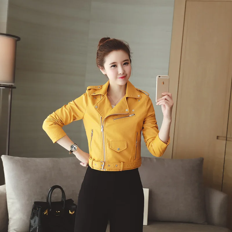 2021 Spring and Autumn Leather Jacket Women's European and American Slim Machine Fashion Women's Leather Jacket
2021 Spring and Autumn Leather Jacket Women's European and American Slim Machine Fashion Women's Leather Jacket
