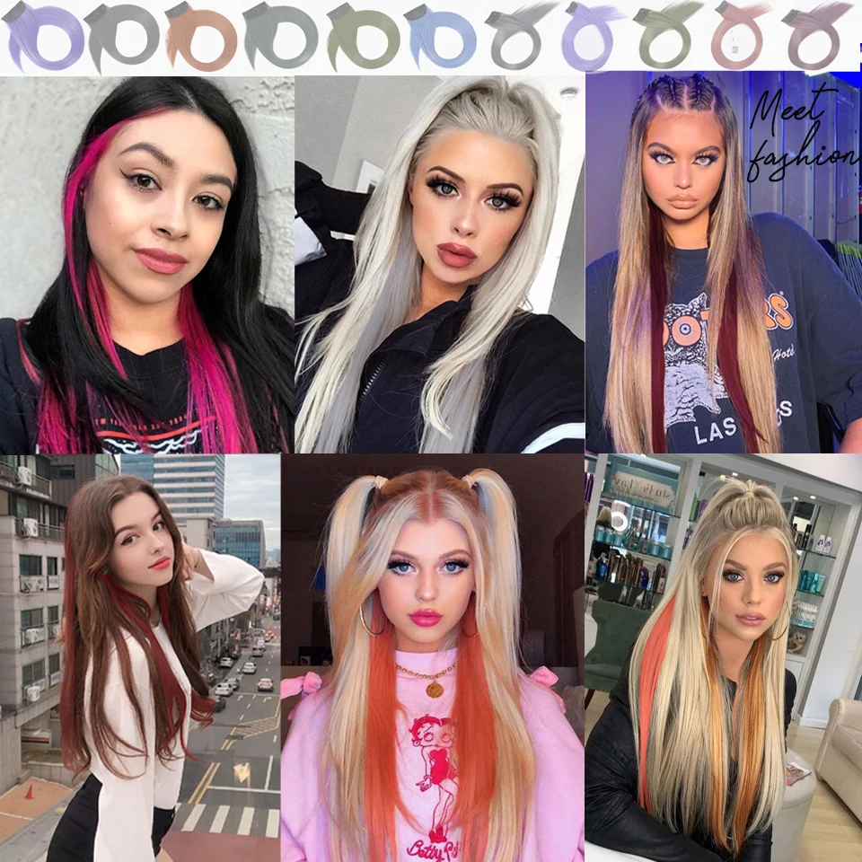 AILIADE Colored Hair Extensions Clip In One Piece Strips Hairpiece Straight Synthetic Highlight 24 Long For Sports Fans
AILIADE Colored Hair Extensions Clip In One Piece Strips Hairpiece Straight Synthetic Highlight 24 Long For Sports Fans