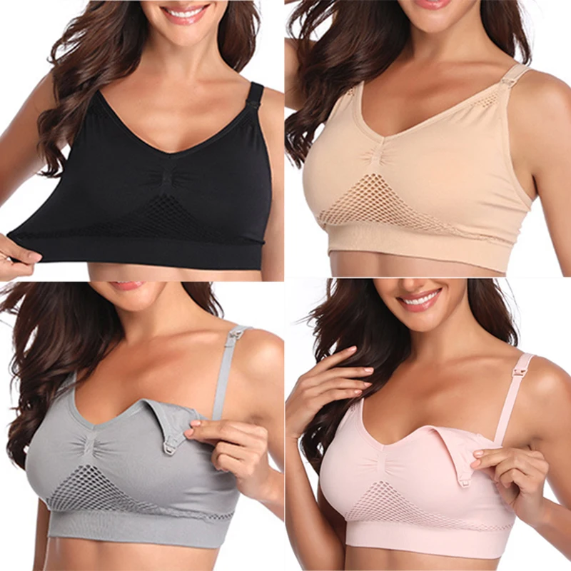 

PatPat 2021 New Arrival Cozy Solid Nursing Bra Wirefree Nursing Clothing Cotton Breastfeeding Bra for Pregnant Women