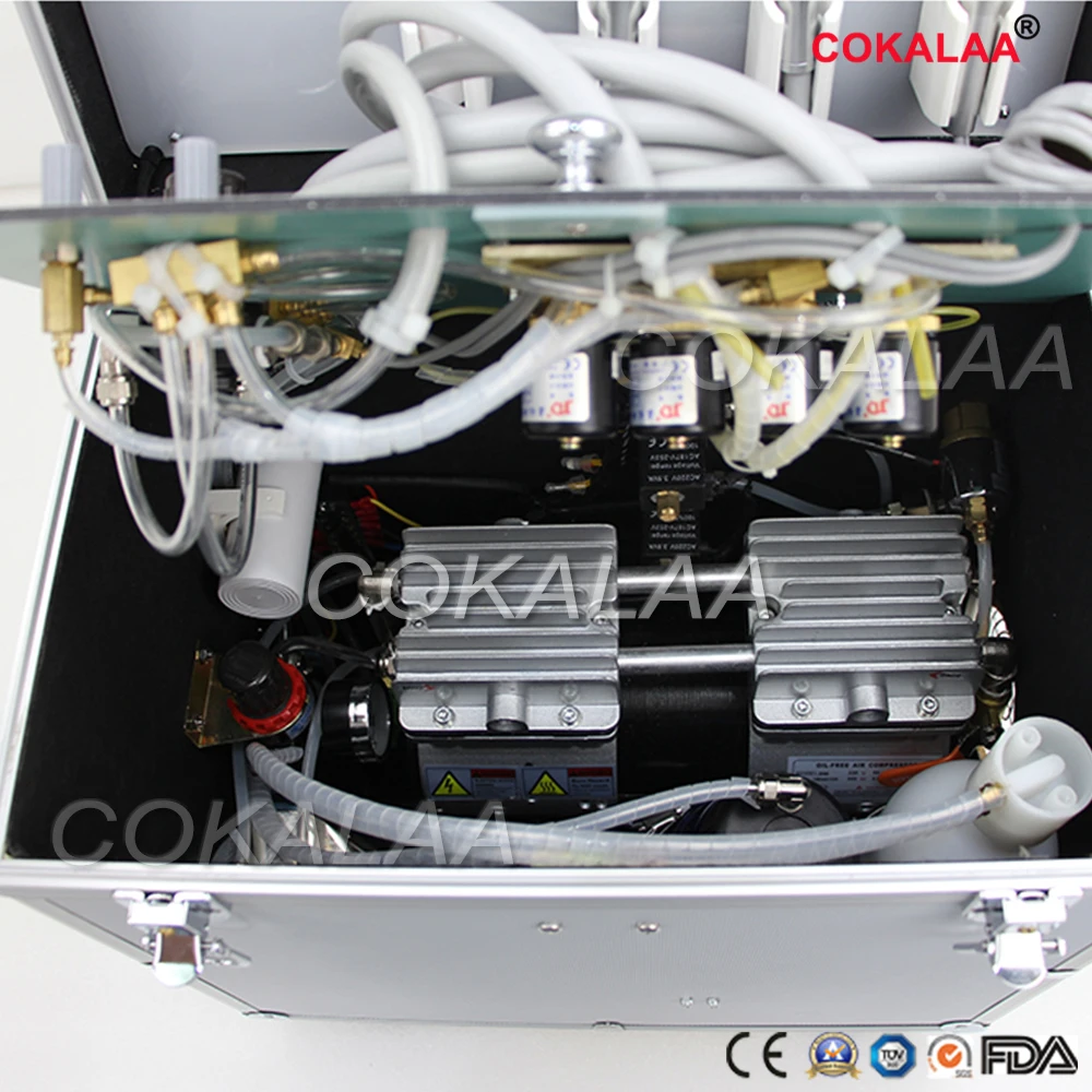 Portable Dental Unit with High and low speed HP Pipe,cokalaa 3 Way Syringe, Oilless Air Compressor, Water bottle, Foot Control
Portable Dental Unit with High and low speed HP Pipe,cokalaa 3 Way Syringe, Oilless Air Compressor, Water bottle, Foot Control
