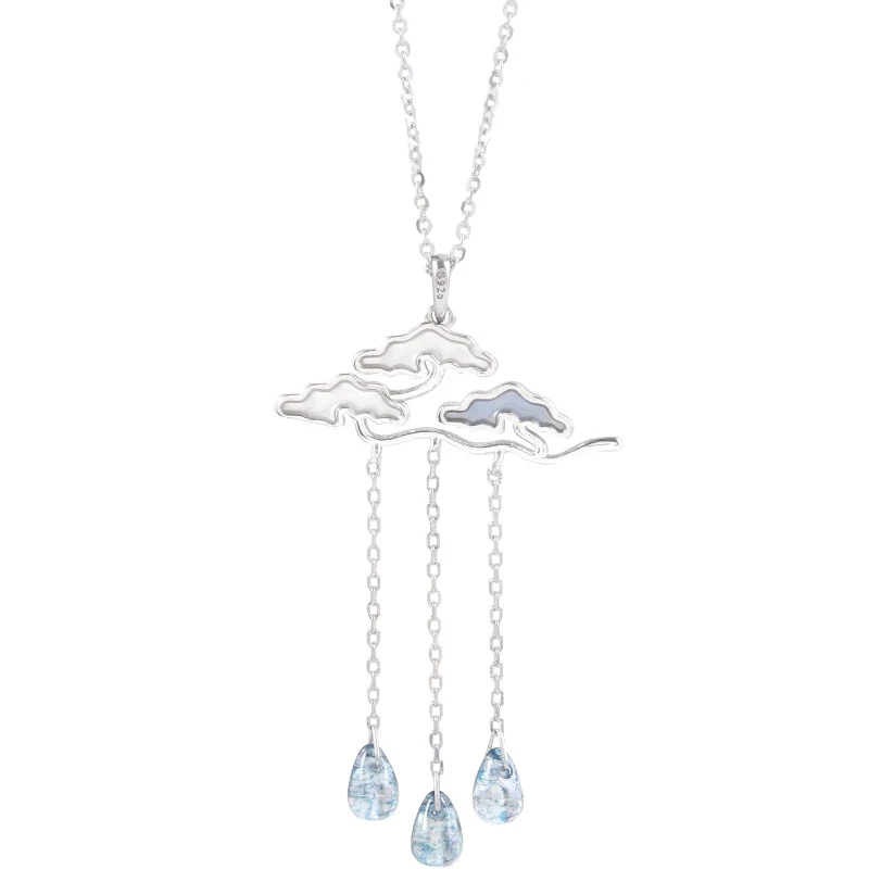 925 Sterling Silver Pin New Blue Raindrop Cloud Super Fairy Antique Temperament Clavicle Chain Student Small Fresh Neck Chain
925 Sterling Silver Pin New Blue Raindrop Cloud Super Fairy Antique Temperament Clavicle Chain Student Small Fresh Neck Chain