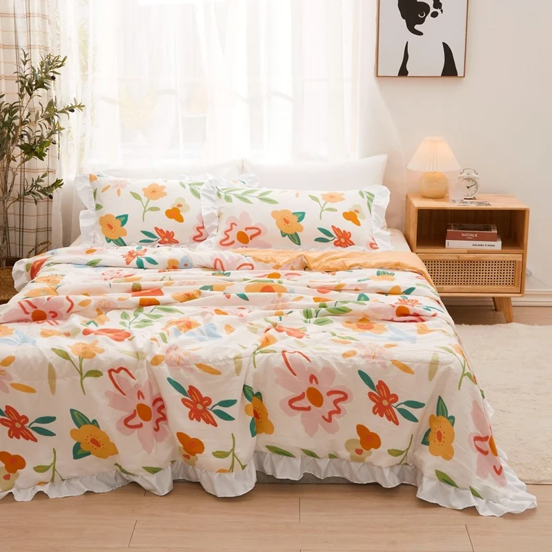 Summer Soft Breathable Quilt Princess Lace Comforter Flowers Print throw Duvet Washed Cotton Throw Blanket Bedding
Summer Soft Breathable Quilt Princess Lace Comforter Flowers Print throw Duvet Washed Cotton Throw Blanket Bedding