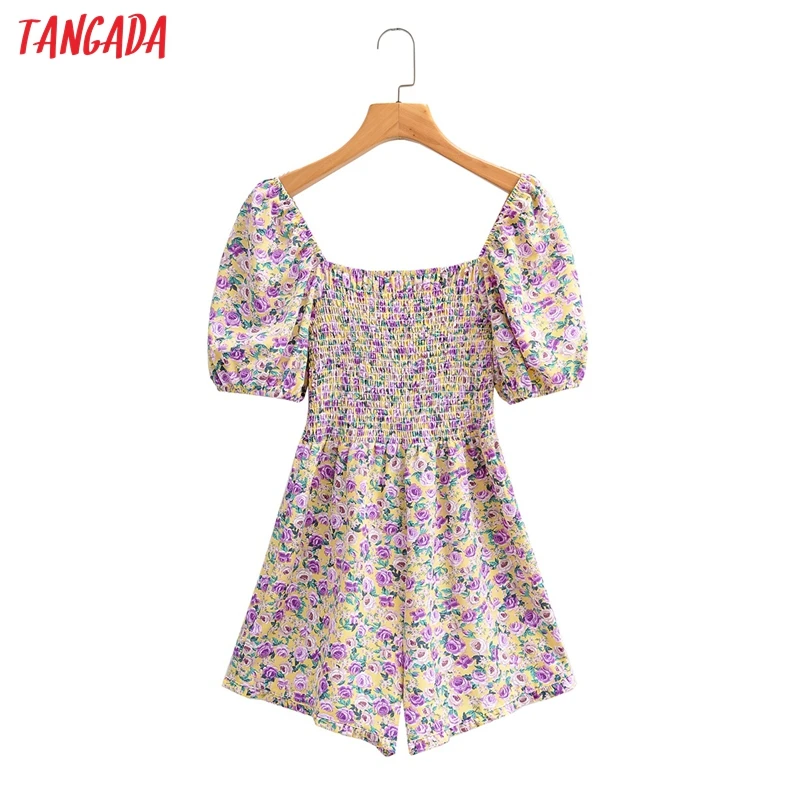 Tangada Fashion Women Floral Print Summer Playsuit Square Collar Short Sleeve Female Playsuit 1F213
Tangada Fashion Women Floral Print Summer Playsuit Square Collar Short Sleeve Female Playsuit 1F213
