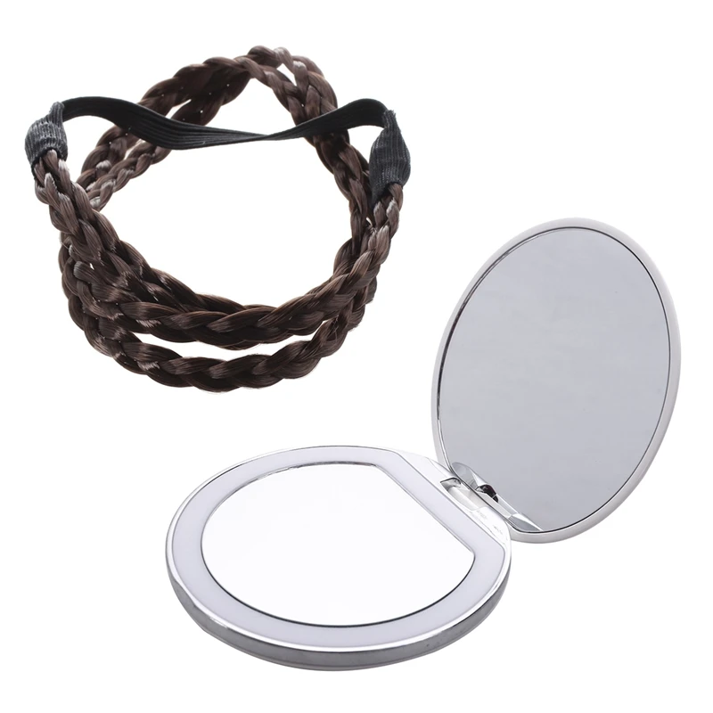 Bohemian Double Hair Braid Plait Headband With Led Light Mini Makeup Mirror Compact Pocket Face Lip Cosmetic Mirror
Bohemian Double Hair Braid Plait Headband With Led Light Mini Makeup Mirror Compact Pocket Face Lip Cosmetic Mirror