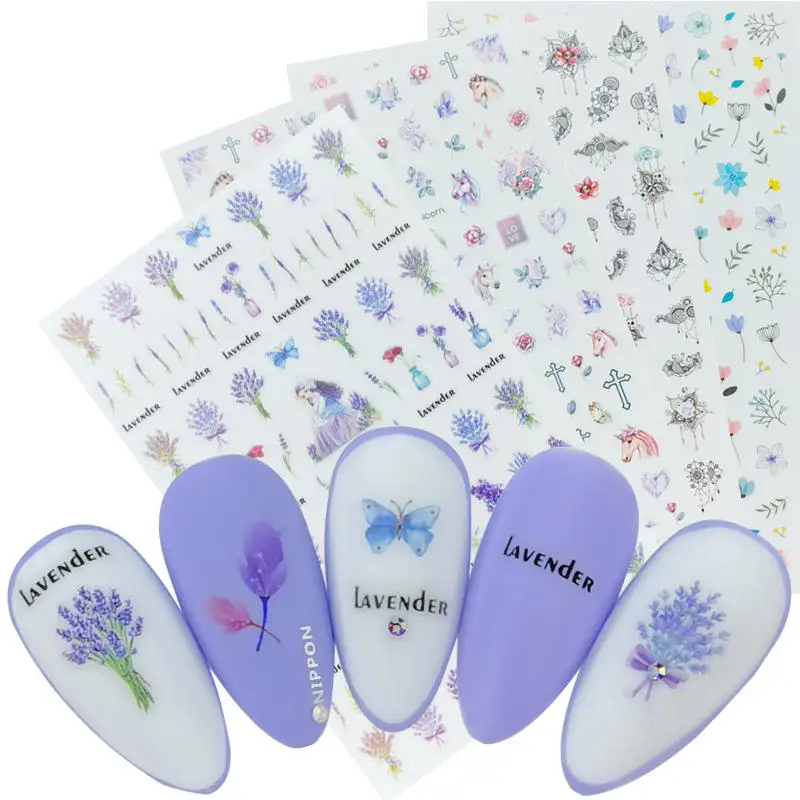 1 Sheet 3D Nail Art Stickers Sliders Lavender Flowers Leaf Adhesive Nail Decals Foil Nail Stickers
1 Sheet 3D Nail Art Stickers Sliders Lavender Flowers Leaf Adhesive Nail Decals Foil Nail Stickers