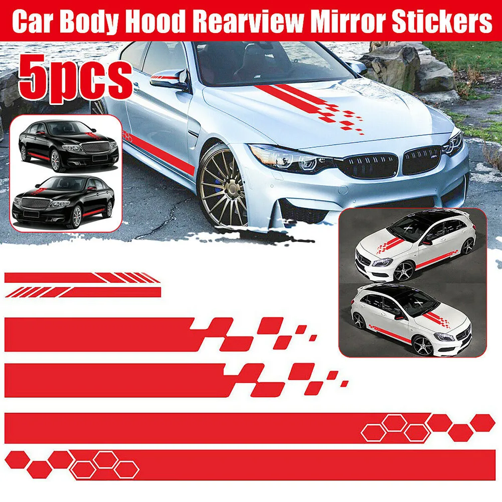 5Pcs Car Stickers Body Sticker Decals Stripes Car Side Door Body Hood Rearview Mirror Decal Stickers Set Racing Car Accessories
5Pcs Car Stickers Body Sticker Decals Stripes Car Side Door Body Hood Rearview Mirror Decal Stickers Set Racing Car Accessories
