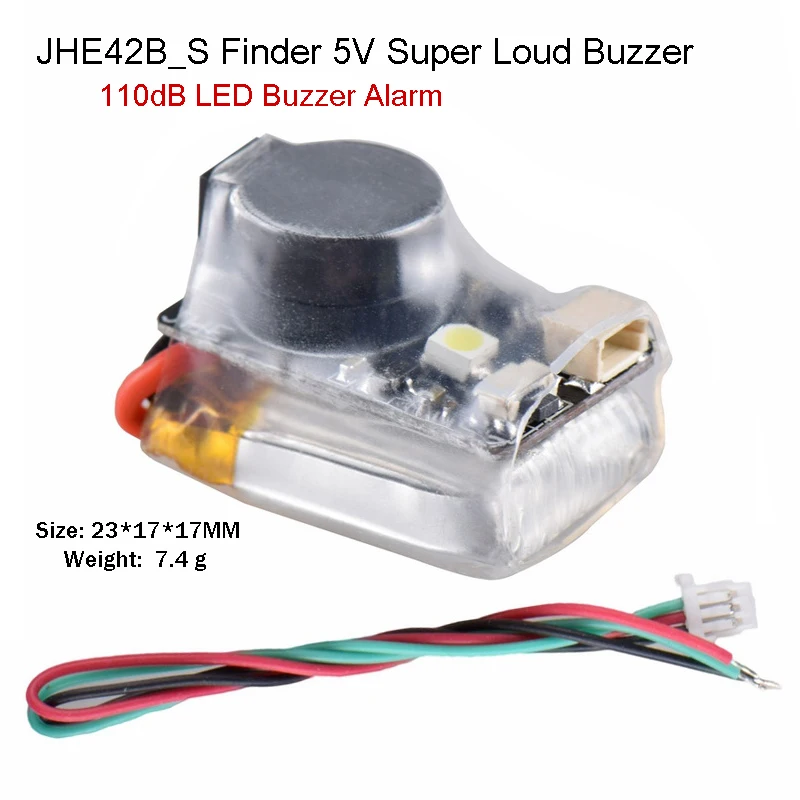 JHE42B JHE42B_S Finder 5V Super Loud Buzzer Tracker 110dB with LED Buzzer Alarm For FPV Drone Flight Controller
JHE42B JHE42B_S Finder 5V Super Loud Buzzer Tracker 110dB with LED Buzzer Alarm For FPV Drone Flight Controller