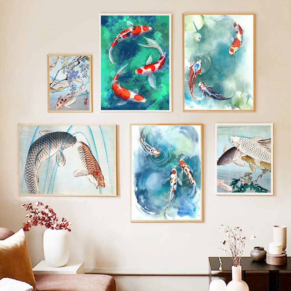 Carp Koi Fish Japanese Zen Style Pisces Wall Art Canvas Painting Nordic Poster, Printmaking Wall Living Bohemian Style Room Deco
Carp Koi Fish Japanese Zen Style Pisces Wall Art Canvas Painting Nordic Poster, Printmaking Wall Living Bohemian Style Room Deco