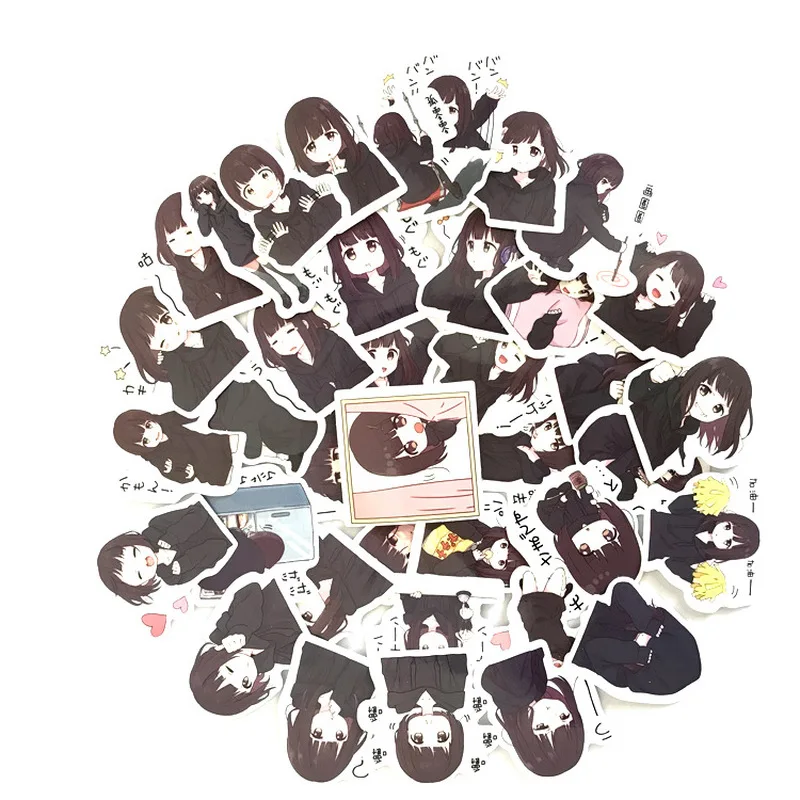 39pcs Cute Menhera-chan Kids Fun Paper Stickers Homemade Bookkeeping Decals on Laptop / Decorative Scrapbooking Cute Stickers