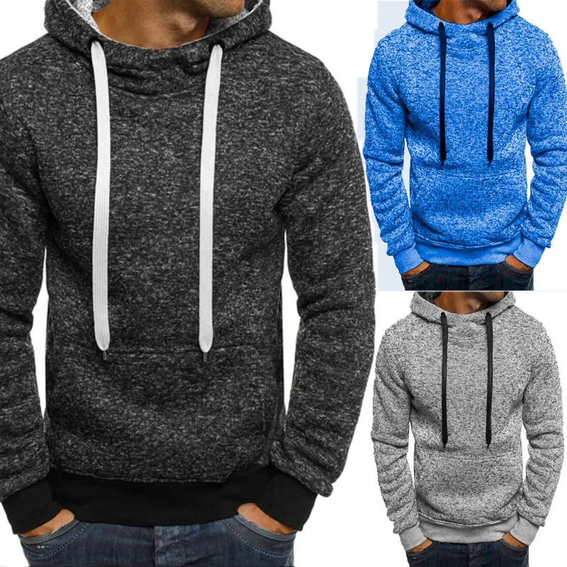Толстовки Homens Nova Moda Outono Sólidos Camisolas Com Capuz Casuais Quente Velo Agasalho EUA/Eur Tamanho Da Roupa de Marca|Мужские