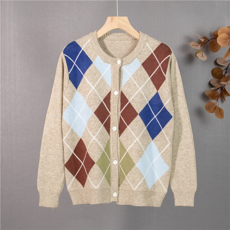 Women Argyle Sweater Vintage Tops Cardigan Fall Winter Loose Casual Knit Coat Stylish Sweaters Knitted Blouse Knitwear Jacket
Women Argyle Sweater Vintage Tops Cardigan Fall Winter Loose Casual Knit Coat Stylish Sweaters Knitted Blouse Knitwear Jacket