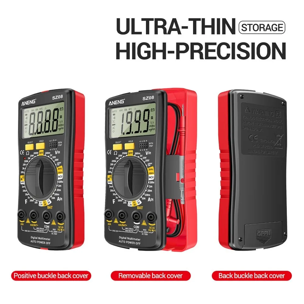 SZ08 Digital Multimeter Automatic Voltmeter AC/DC 220V Handheld Voltmeter Ammeter Tester Instrumentation Tools
SZ08 Digital Multimeter Automatic Voltmeter AC/DC 220V Handheld Voltmeter Ammeter Tester Instrumentation Tools