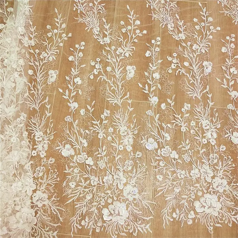 Lace Fabric By Yard Ivory Tulle Floral Embroidery Exquisite Bridal Lace Wedding Dress 51" Wide Gorgeous
Lace Fabric By Yard Ivory Tulle Floral Embroidery Exquisite Bridal Lace Wedding Dress 51" Wide Gorgeous