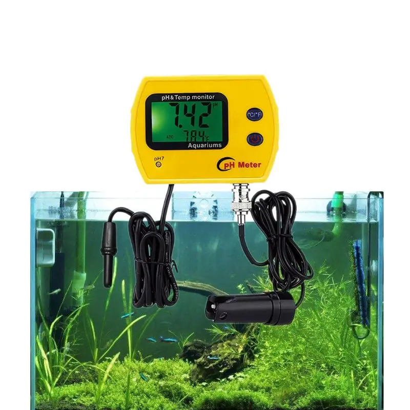 

Portable Digital LCD Online pH TEMP Meter Acidimeter Aquarium Drinking Water Quality Monitor 0.01 PH Electrode Analyzer Backlit