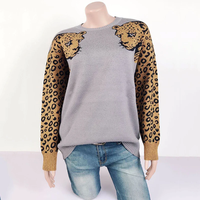 2020 Women's Autumn Spring Leopard Pullovers Patchwork Knitted Loose Sweaters o Neck Casual Female Jumpers Ladies Tops
2020 Women's Autumn Spring Leopard Pullovers Patchwork Knitted Loose Sweaters o Neck Casual Female Jumpers Ladies Tops
