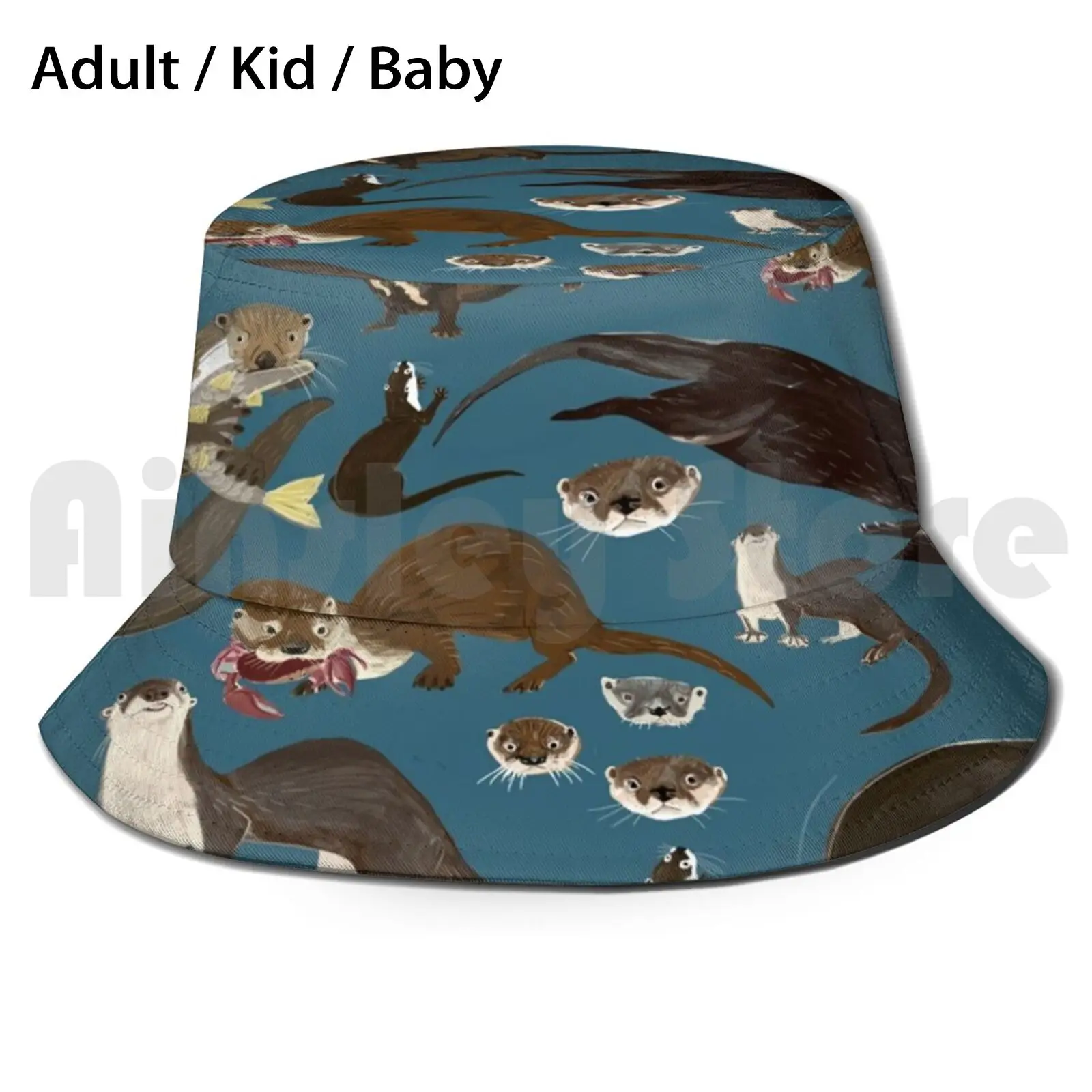 

Asiatic And African Clawless Otter Sun Hat Foldable UV Protection Belettelepink Otter Otters Animals Wildlife Cute