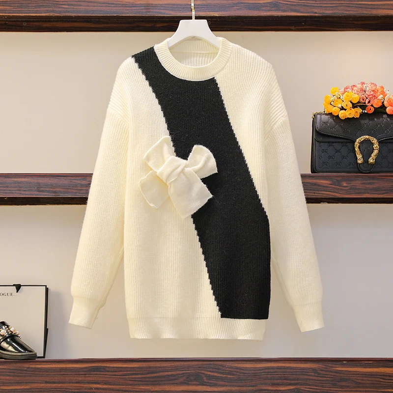 2021 Autumn New white Sweater Top Bow Embroidery Chic Jumpers Long-Sleeved Sweater Women's Round Neck Pullover Loose Sweater
2021 Autumn New white Sweater Top Bow Embroidery Chic Jumpers Long-Sleeved Sweater Women's Round Neck Pullover Loose Sweater