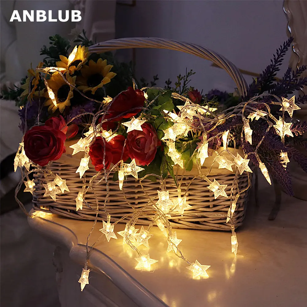 СВЕТОДИОДНАЯ Гирлянда со звездами ANBLUB на новый год 1 5 м 3 6 10 Сказочная
