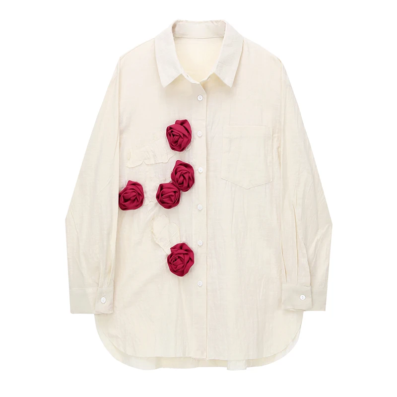 Long-sleeved Shirt Women's Autumn New Style Retro Design Sense Three-dimensional Flower Rose Thin Tops Female Blouse All-match
Long-sleeved Shirt Women's Autumn New Style Retro Design Sense Three-dimensional Flower Rose Thin Tops Female Blouse All-match