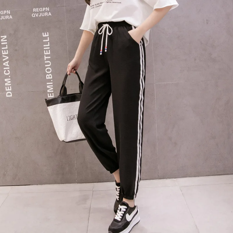 Casual Harem Pants High Waist Sports Pants Women Thin Chiffon Elastic Waist Trousers Women 2020 Summer New Korean Pants Femme
Casual Harem Pants High Waist Sports Pants Women Thin Chiffon Elastic Waist Trousers Women 2020 Summer New Korean Pants Femme