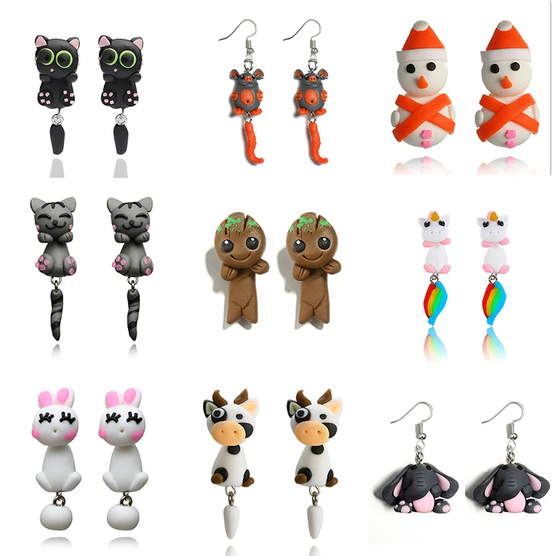 Cute Animale Earrings For Women Christmas Snowman Cat Elephant Pig Cattle Carton Ear Stud Jewelry Girl Handmade Clay Earing Gift
Cute Animale Earrings For Women Christmas Snowman Cat Elephant Pig Cattle Carton Ear Stud Jewelry Girl Handmade Clay Earing Gift