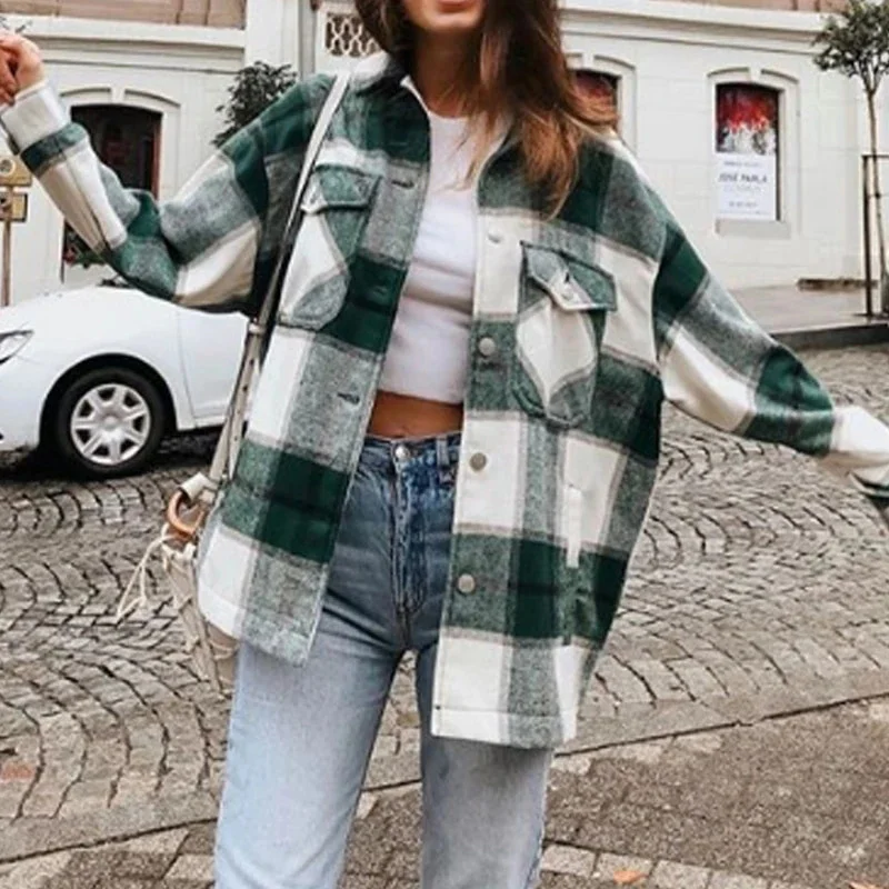 Vintage Checker Blouse Shirt Women Pockets Long Sleeve Tops 2021 High Quality Plaid Oversized Shirts Female Sale
Vintage Checker Blouse Shirt Women Pockets Long Sleeve Tops 2021 High Quality Plaid Oversized Shirts Female Sale
