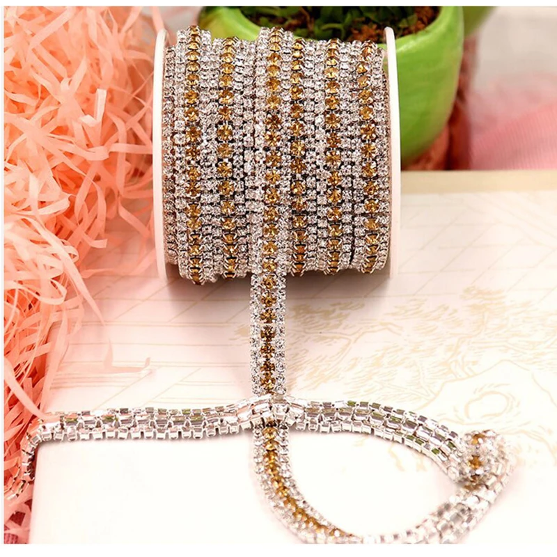 3 Rows Crystal Rhinestone Cup Chain Apparel Sewing Jewelry Accessories Garment Glitter Trim Applique Craft DIY Silver Claw Chain
3 Rows Crystal Rhinestone Cup Chain Apparel Sewing Jewelry Accessories Garment Glitter Trim Applique Craft DIY Silver Claw Chain
