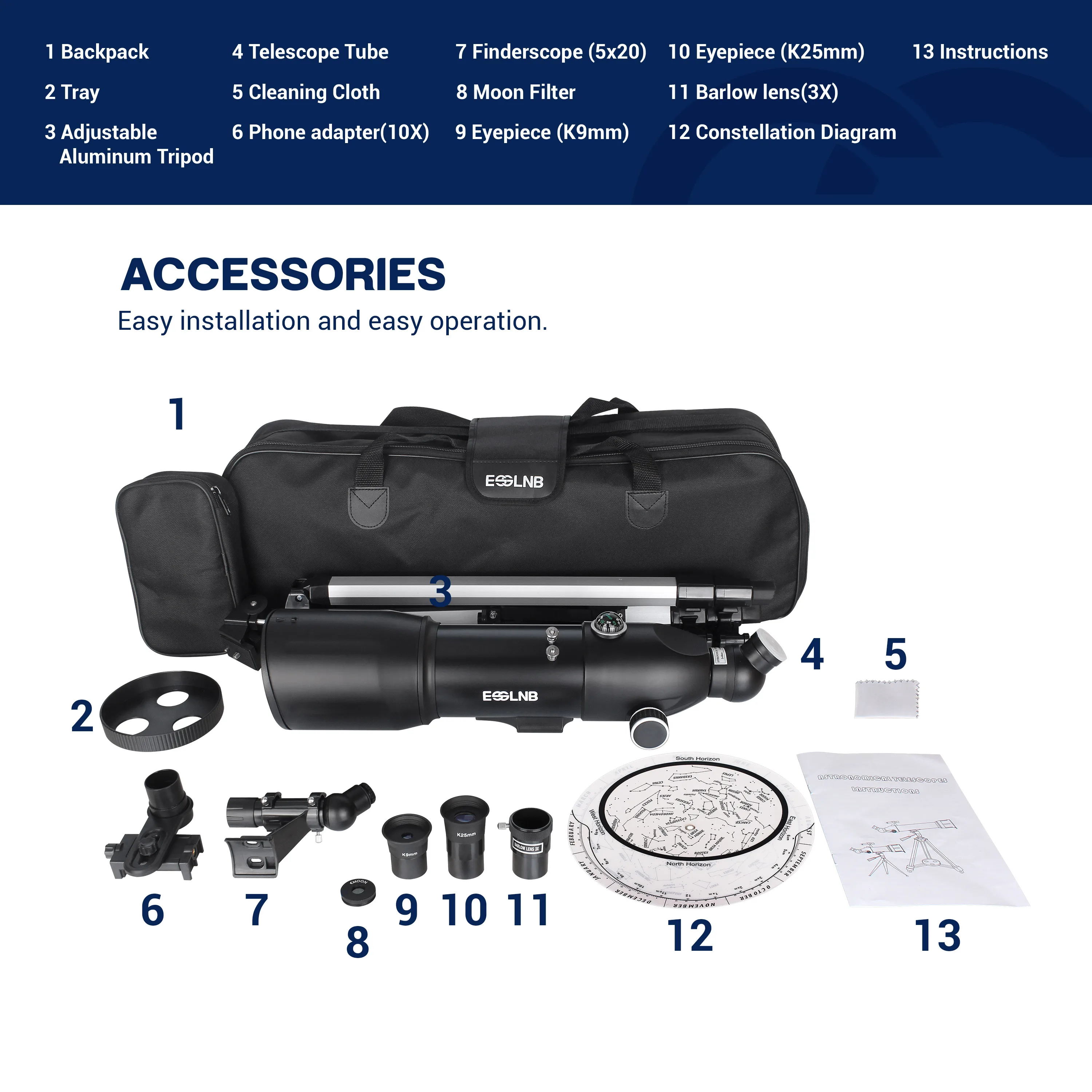 40080 Telescope with High Tripod Portable Storage Bag Phone Holder 16-133X Moon Watching Monocular Beginner Telescope 
40080 Telescope with High Tripod Portable Storage Bag Phone Holder 16-133X Moon Watching Monocular Beginner Telescope