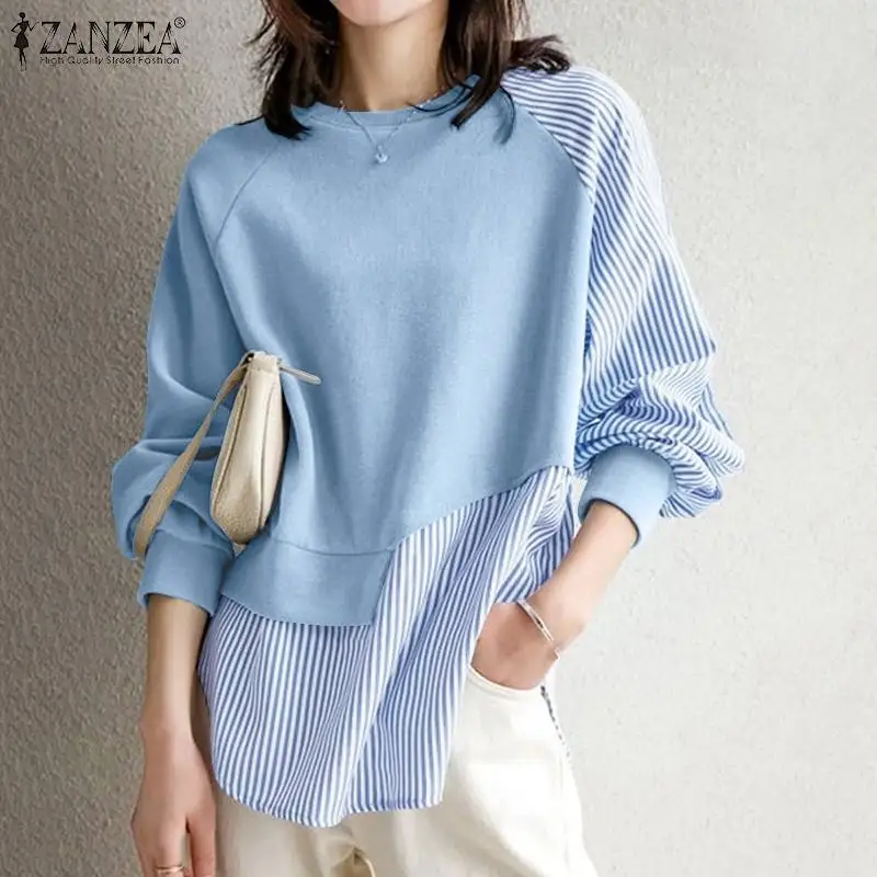 ZANZEA Elegant O Neck Print Hoodies Loose Irregular Sweatshirts Women Casual Long Sleeve Striped Patchwork Pullovers Oversized
ZANZEA Elegant O Neck Print Hoodies Loose Irregular Sweatshirts Women Casual Long Sleeve Striped Patchwork Pullovers Oversized