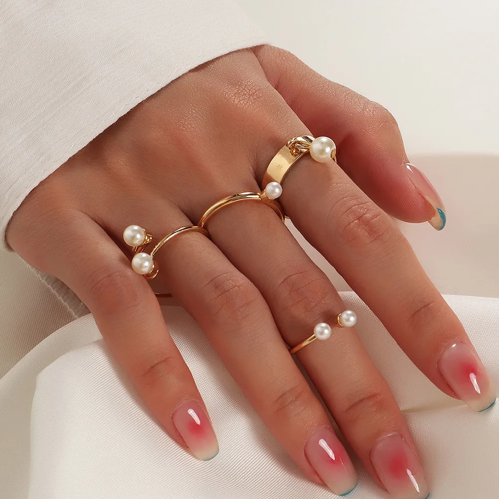 5Pcs/set Gold Colors Simple Rings for Women Exquisite Imitation Pearl Opening Women Rings Wedding Party Fashion Jewelry
5Pcs/set Gold Colors Simple Rings for Women Exquisite Imitation Pearl Opening Women Rings Wedding Party Fashion Jewelry