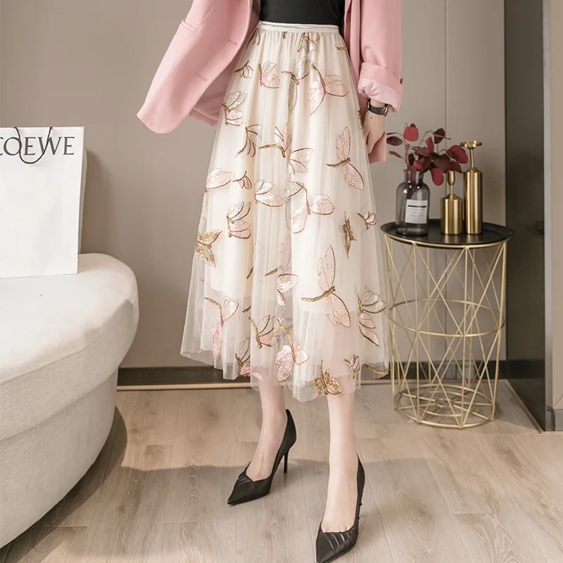 New Summer Fairy Sepuined Embroidered Dragonfly Maxi Long Gauze Skirt Metallic Colorful Embroidery A-Line Swing Long Mesh Skirts
New Summer Fairy Sepuined Embroidered Dragonfly Maxi Long Gauze Skirt Metallic Colorful Embroidery A-Line Swing Long Mesh Skirts