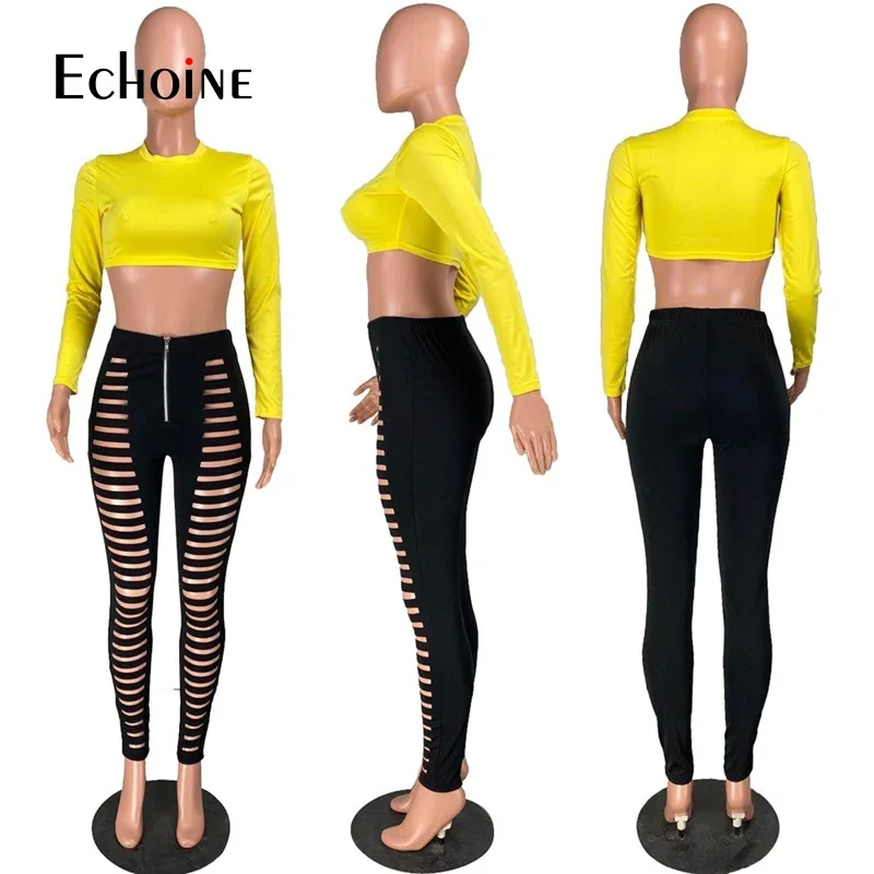 Echoine Women Solid Sportwear Hole Two Piece Set clothes Crop Tops Jogger Pants Suit Tracksuit Matching Set Party club Outfit
Echoine Women Solid Sportwear Hole Two Piece Set clothes Crop Tops Jogger Pants Suit Tracksuit Matching Set Party club Outfit