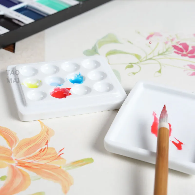 Ceramic Mini Moisturizing Palette with Lid 12-hole Grid Watercolor Paint Palette Handmade White Porcelain Art Painting Tools
Ceramic Mini Moisturizing Palette with Lid 12-hole Grid Watercolor Paint Palette Handmade White Porcelain Art Painting Tools
