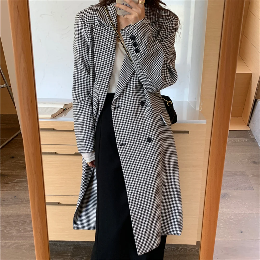 Black Houndstooth Plus Size Women Long Blazer Coats Fashion Loose Slim-Fit Autumn 2021 Casual All Match New Trench
Black Houndstooth Plus Size Women Long Blazer Coats Fashion Loose Slim-Fit Autumn 2021 Casual All Match New Trench