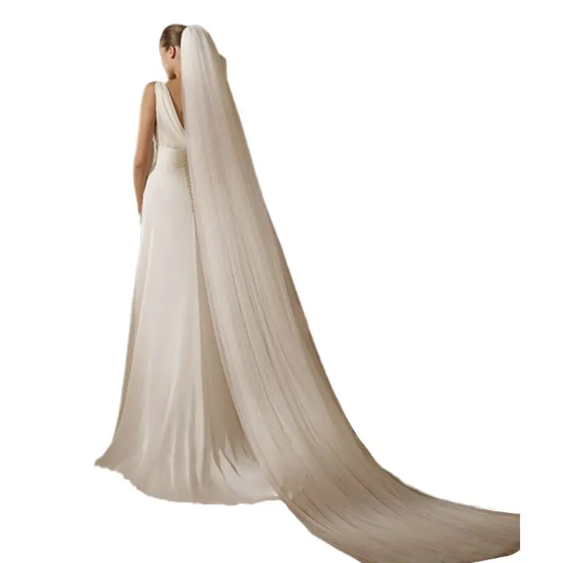 1/2/3 Tiers 3M Womens Cathedral Length Wedding Veil Minimalist Simple Solid Color Tulle Trailing Bridal Veil With Plastic Comb
1/2/3 Tiers 3M Womens Cathedral Length Wedding Veil Minimalist Simple Solid Color Tulle Trailing Bridal Veil With Plastic Comb