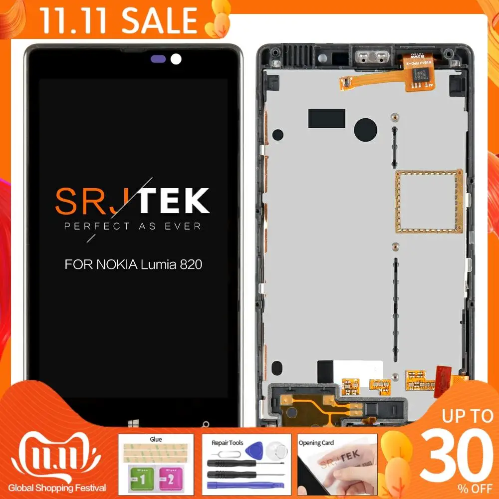 100% протестированный 4 3 "800x480 для NOKIA Lumia 820 ЖК сенсорный экран дисплей дигитайзер