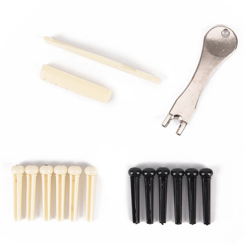 Acoustic Guitar Parts Set 6pcs Black & 6pcs White Bridge Pin+metal pin puller +Nut Saddle Set Guitarra Instrumentos
Acoustic Guitar Parts Set 6pcs Black & 6pcs White Bridge Pin+metal pin puller +Nut Saddle Set Guitarra Instrumentos